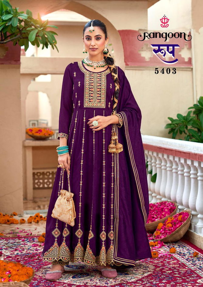 Roop By Rangoon Silk Anarkali Kurti With Bottom Dupatta Wholesalers In India